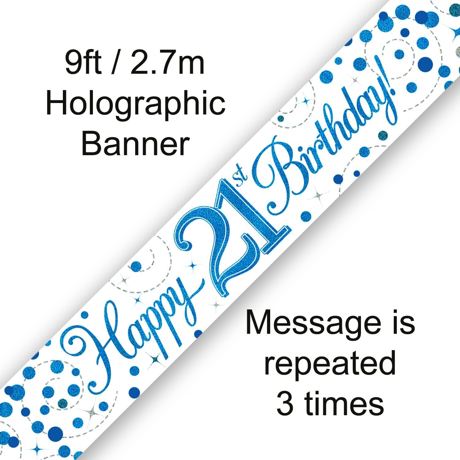 Happy 21st Birthday Blue Fizz 9ft Banner
