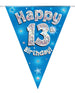 13th Birthday Bunting Blue - 11 Flags 3.9M