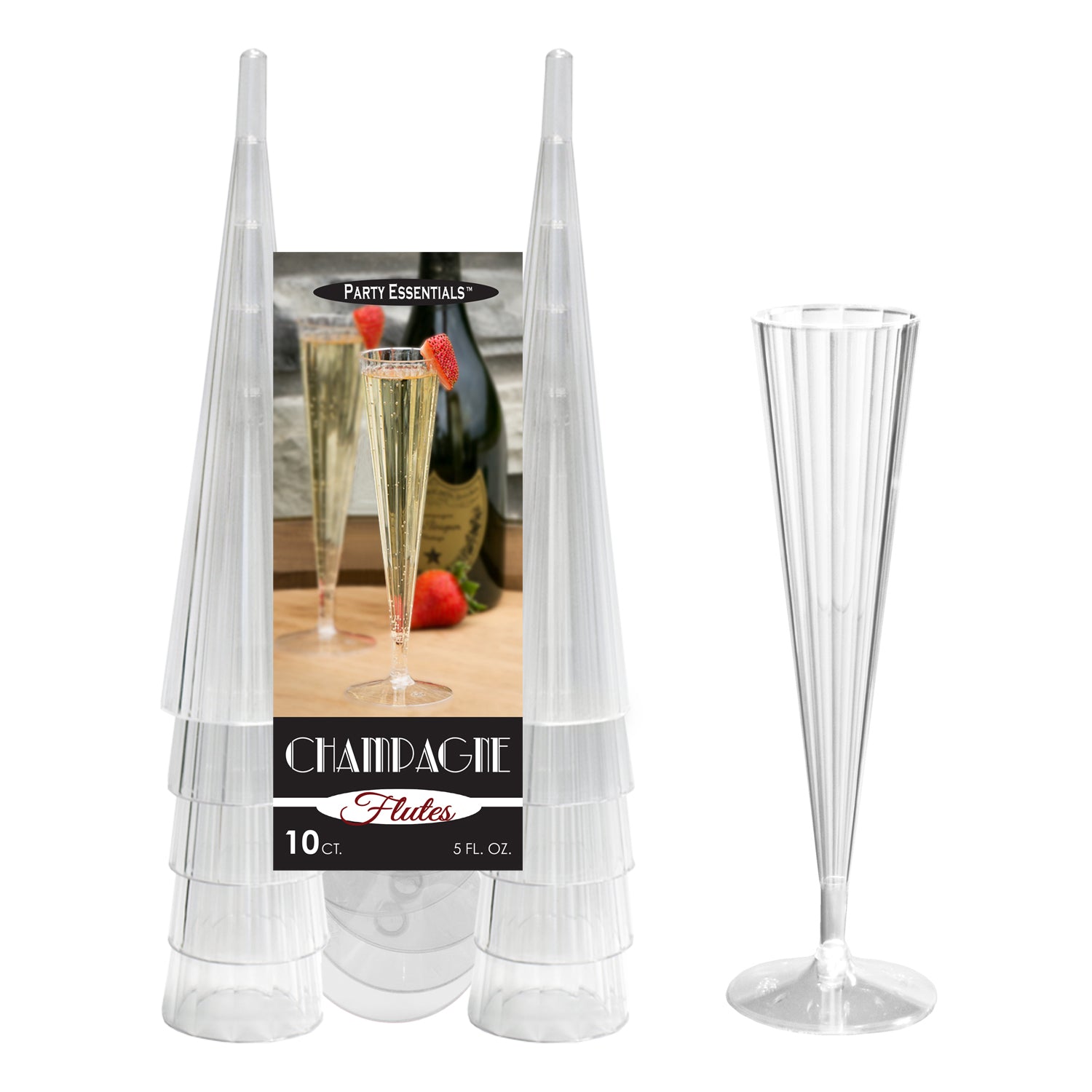 Clear 5oz Plastic Champagne Flutes 10pk