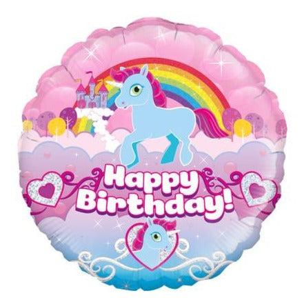 18'' Unicorn Rainbow Birthday Foil Balloon