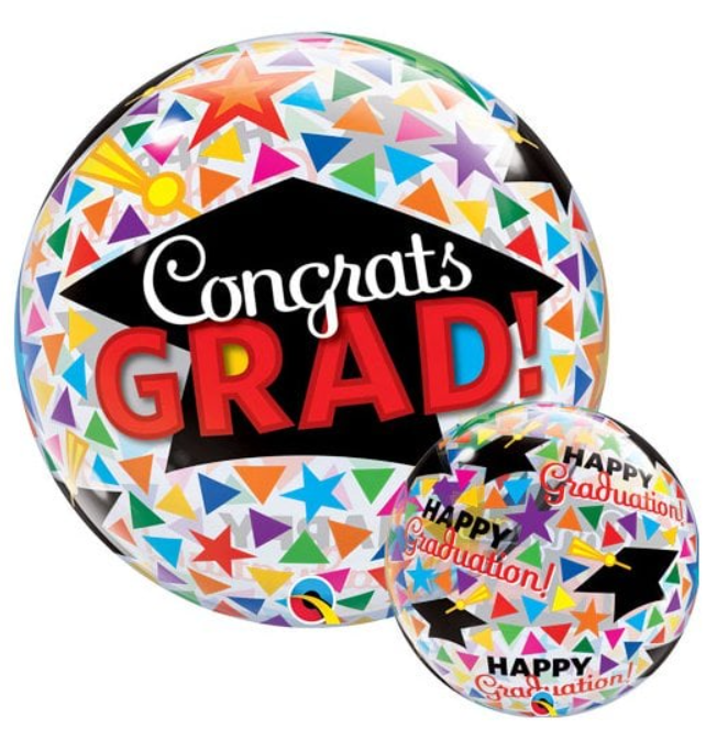 Congrats Grad, Hats and Triangles Orbz Balloon 22"