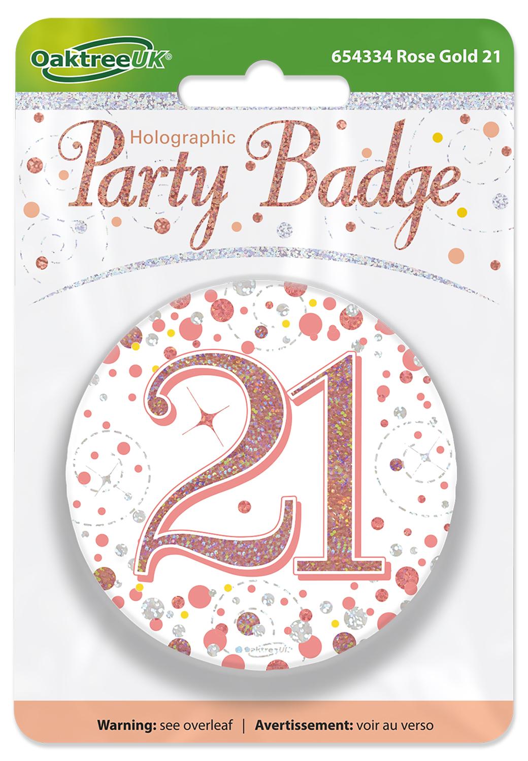 21st Birthday Sparkling Rose Gold Fizz Badge