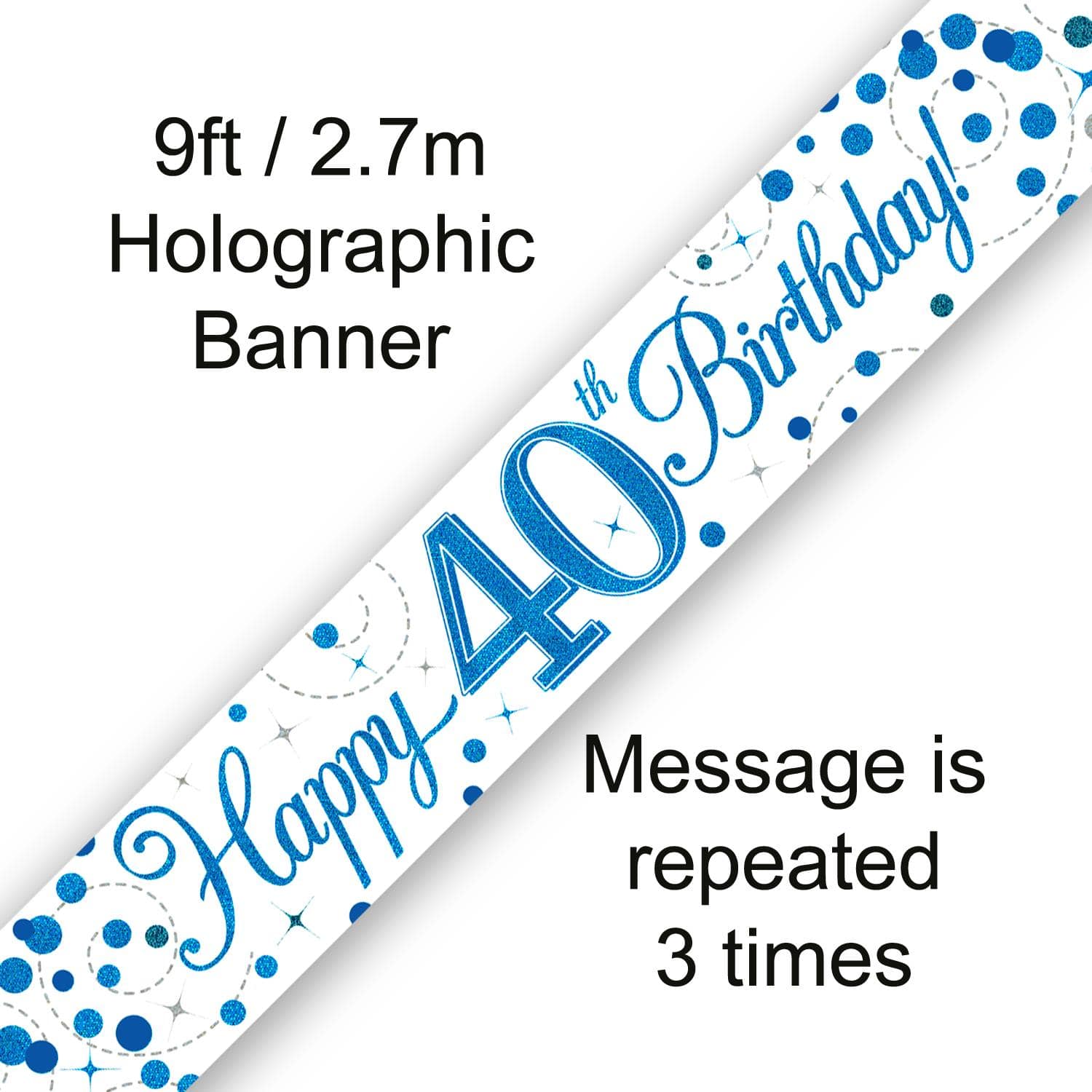 Happy 40th Birthday Blue Fizz 9ft Banner