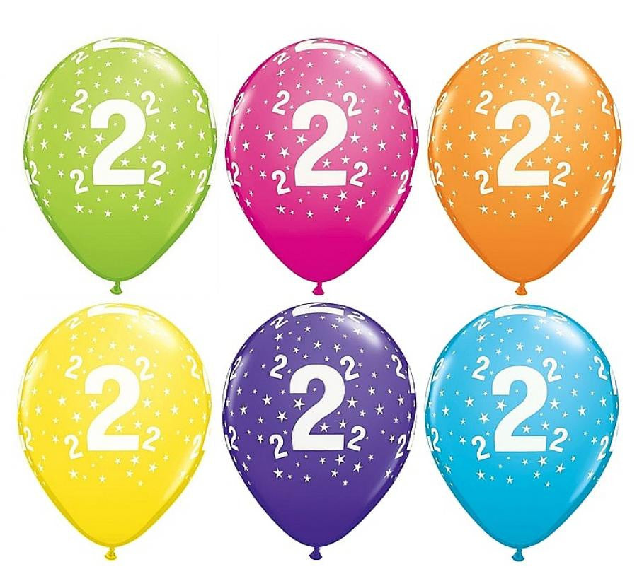 Assorted Colours Latex Balloons 6pk - Age 2