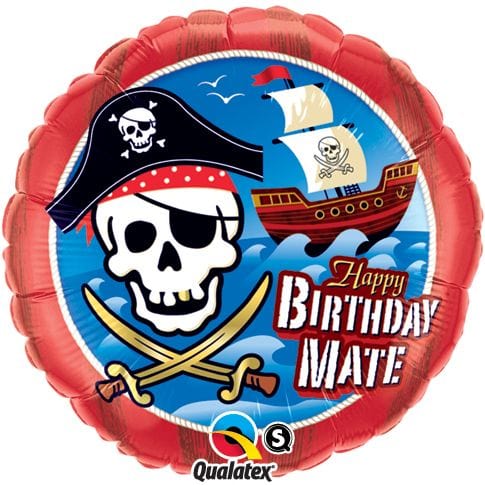 Pirate Balloon Happy Birthday Mate 18" Foil