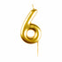 #6 Metallic Gold Finish Numerical Candles 6 cm