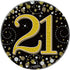 21st Birthday Sparkling Black Gold Fizz Badge