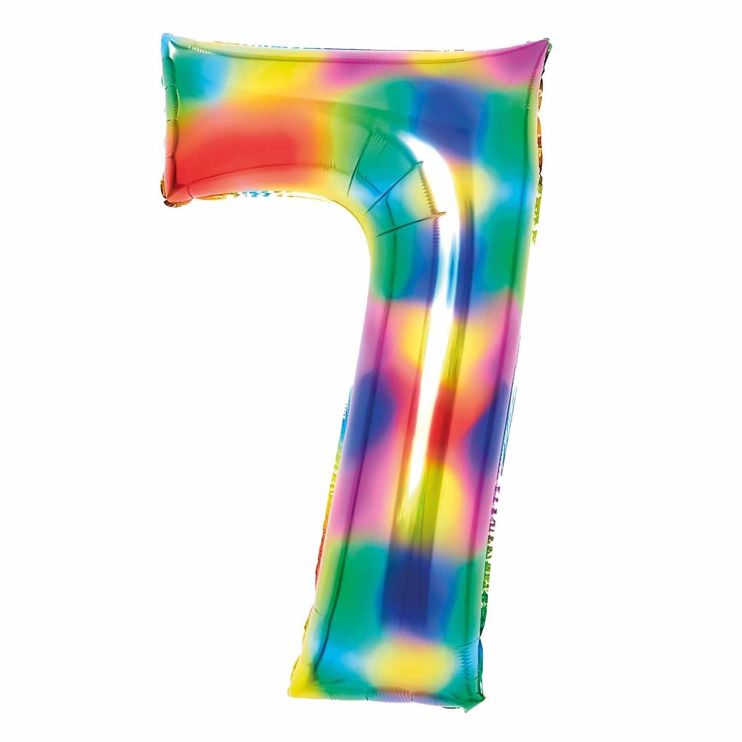 Bright Rainbow Number 7 Foil Balloons 34"