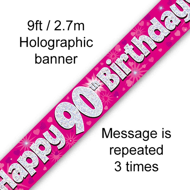 Foil Banner 90th Birthday Pink