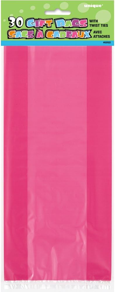 Hot Pink Cellophane Bags 30ct