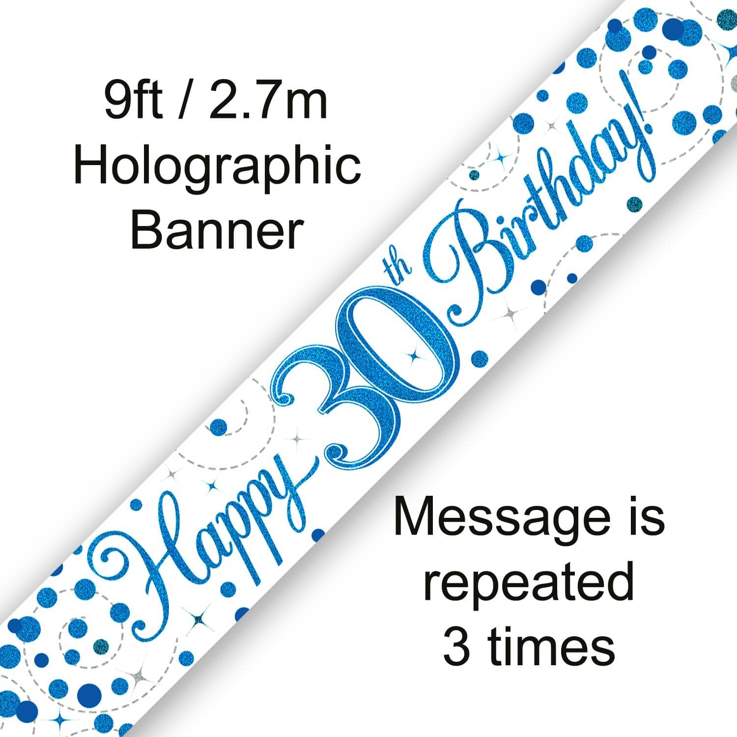 Happy 30th Birthday Blue Fizz 9ft Banner