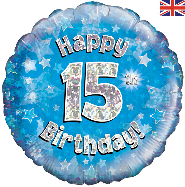 18" Foil Happy 15th Birthday Blue