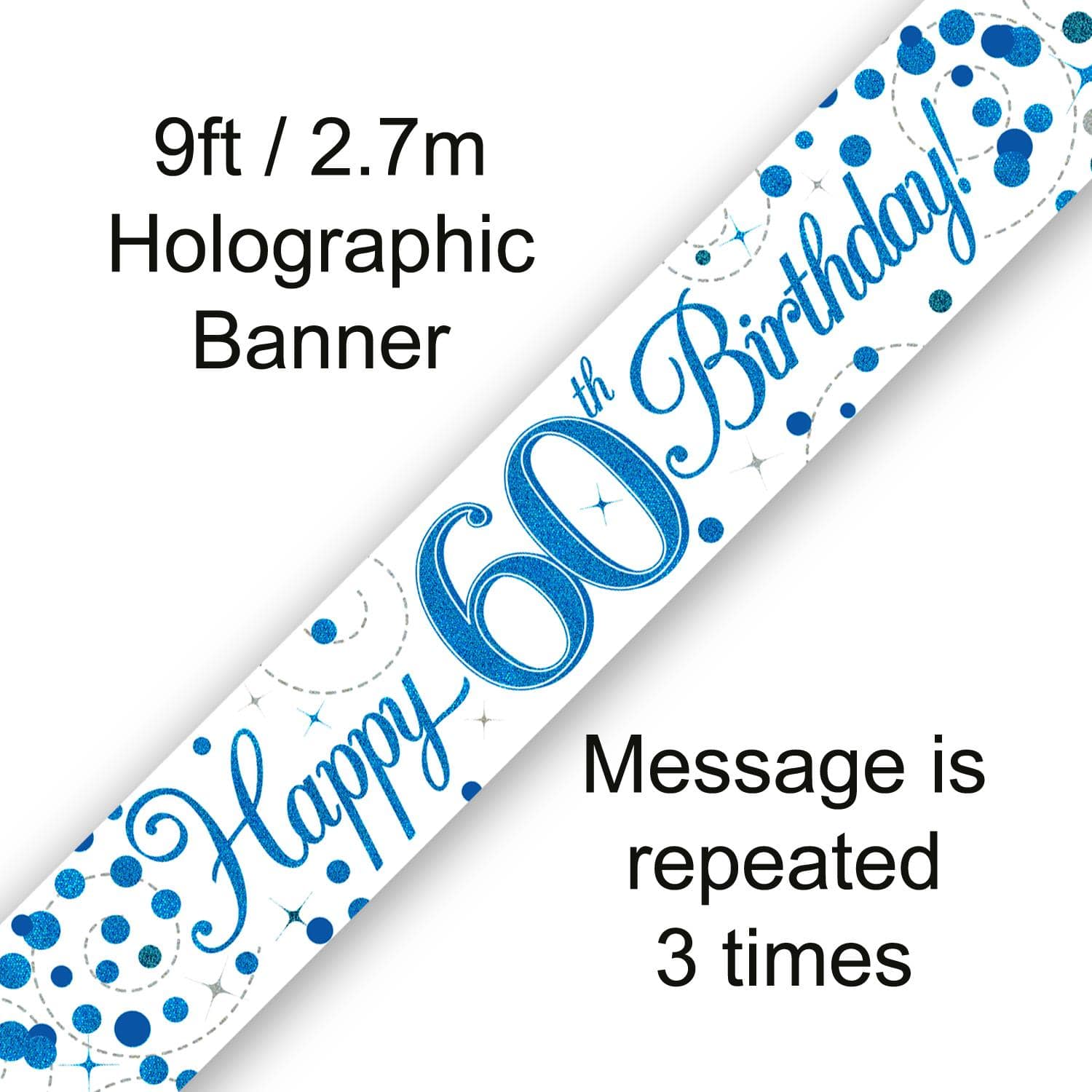 Happy 60th Birthday Blue Fizz 9ft Banner