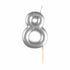 #8 Metallic Silver Finish Numerical Candles 6 cm