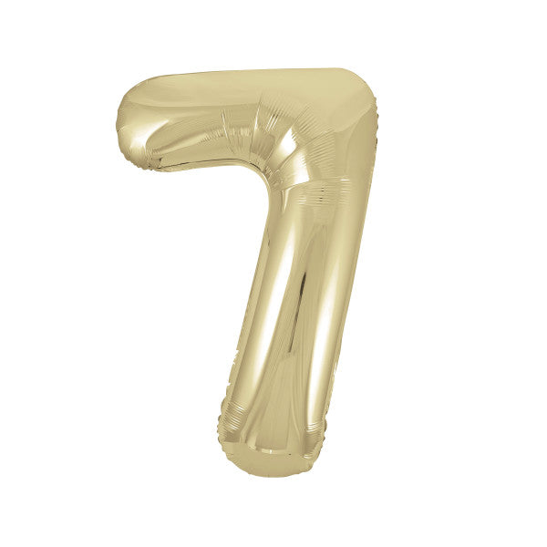 Gold Number 7 Shaped Foil Balloon 34'', Packaged