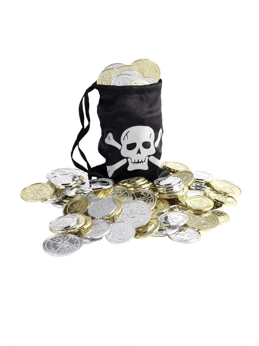 Pirate Coin Bag and Coins