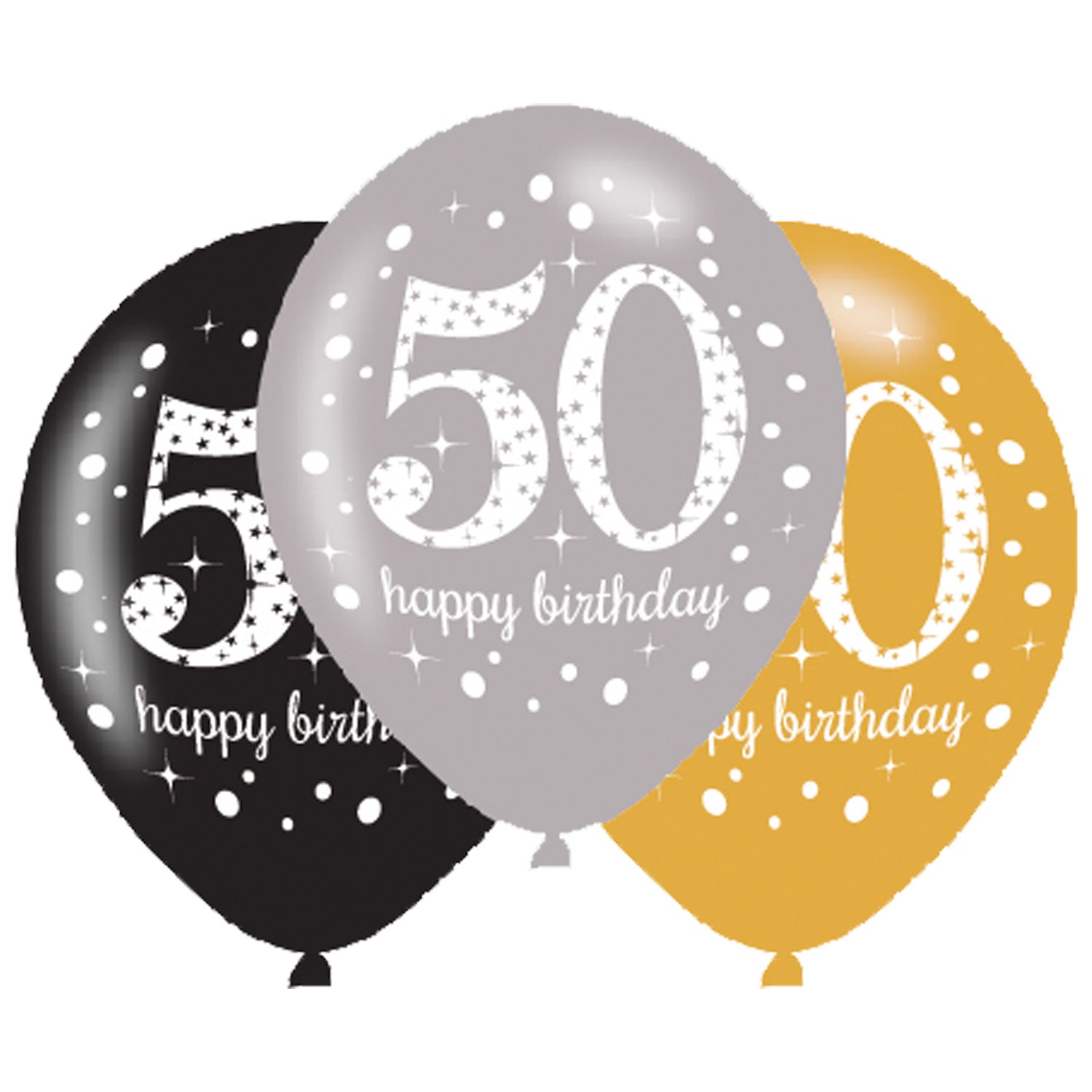 Gold Sparkling Happy 50th Birthday Latex Balloons 