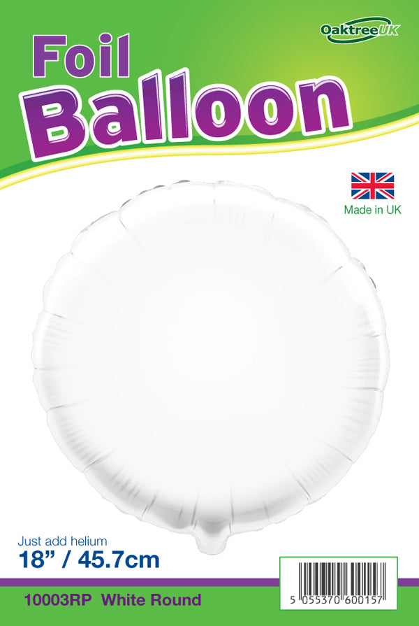 18" Round White Foil Balloon