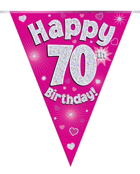 70th Birthday Bunting Pink - 11 Flags 3.9M