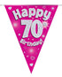 70th Birthday Bunting Pink - 11 Flags 3.9M