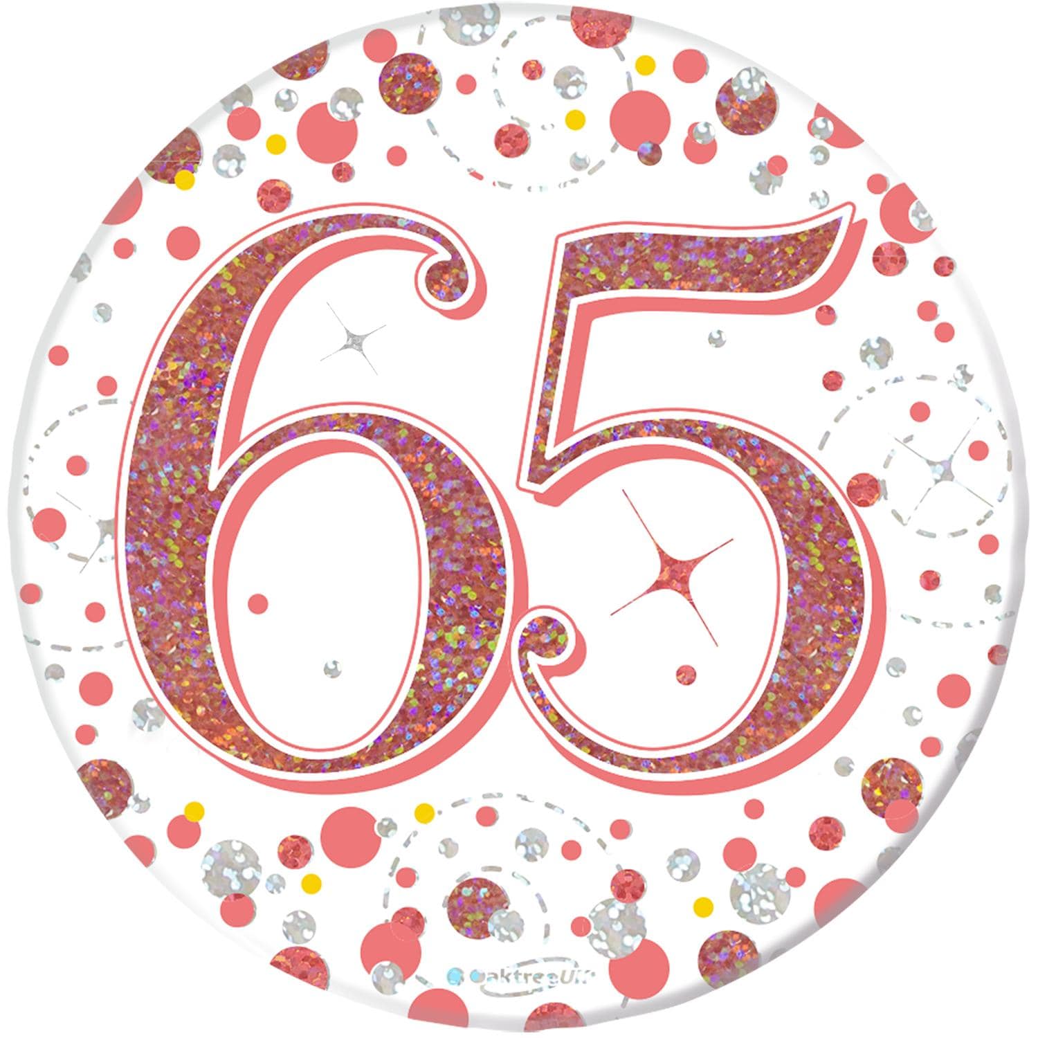 65th Birthday Sparkling Rose Gold Fizz Badge