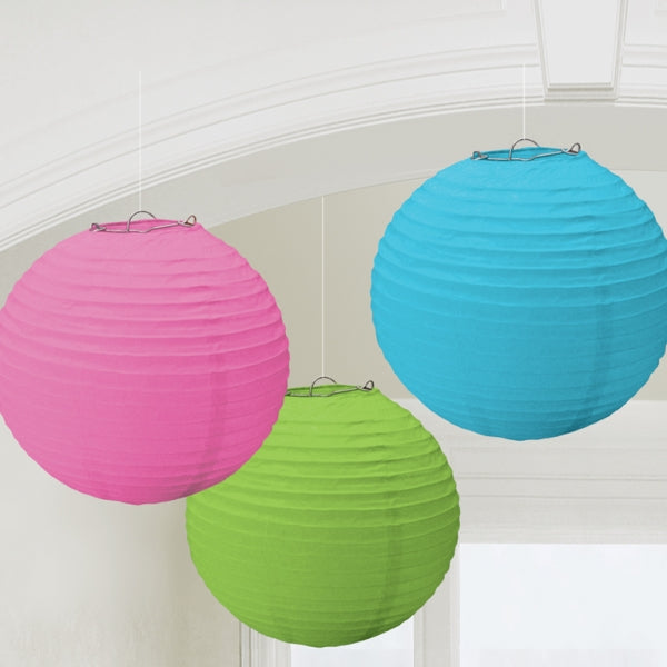 Multi-Colours Paper Lanterns 24cm 3pk