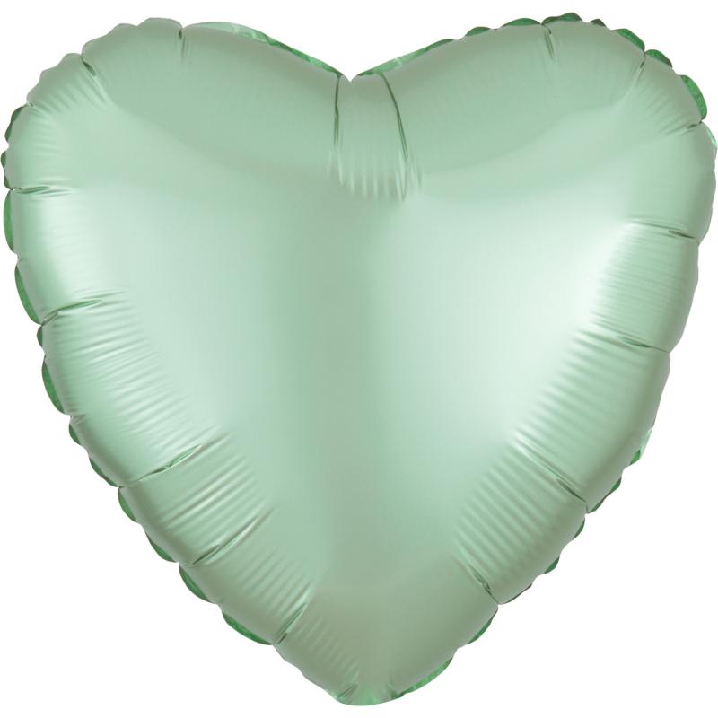 18'' HEART MINT GREEN SATIN LUXE PLAIN FOIL (Flat)