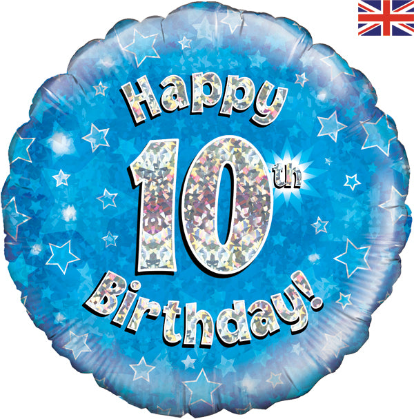 18" Foil Happy 10th Birthday Blue