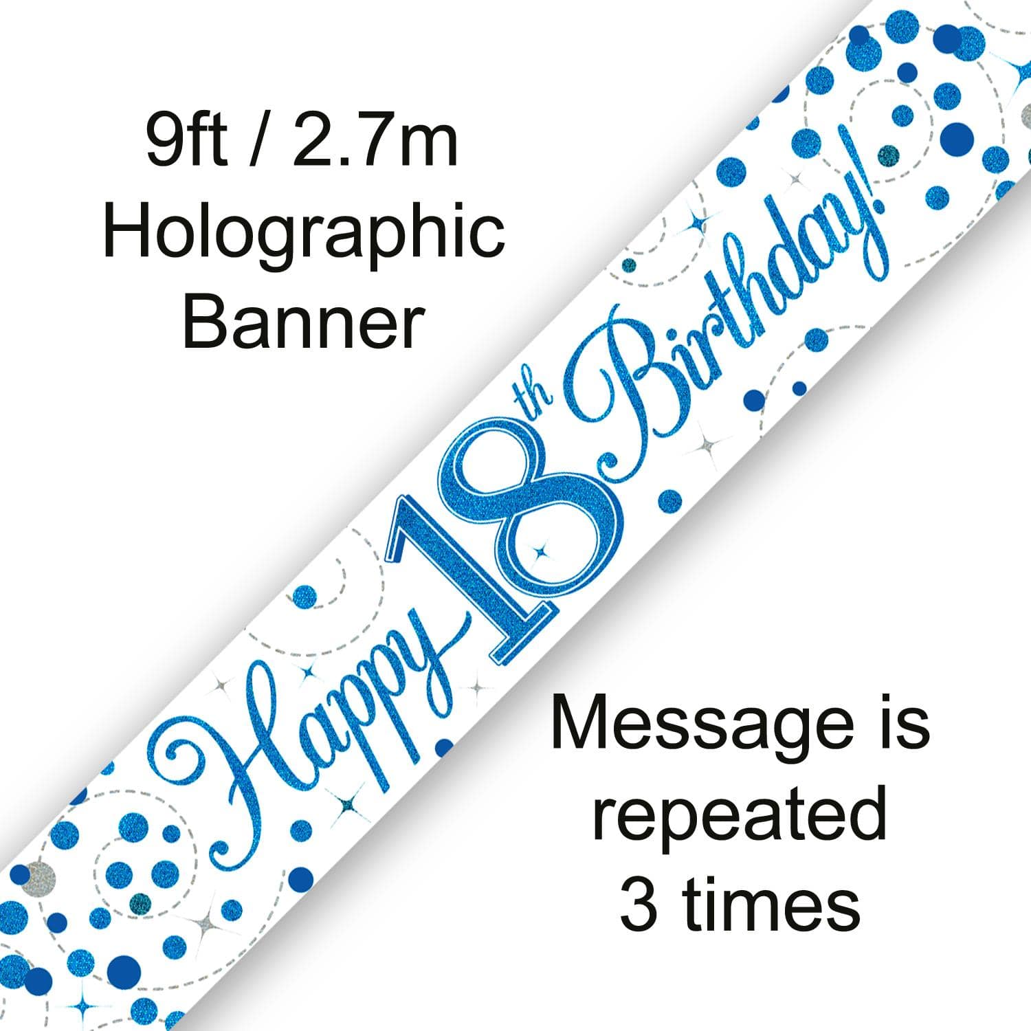 Happy 18th Birthday Blue Fizz 9ft Banner
