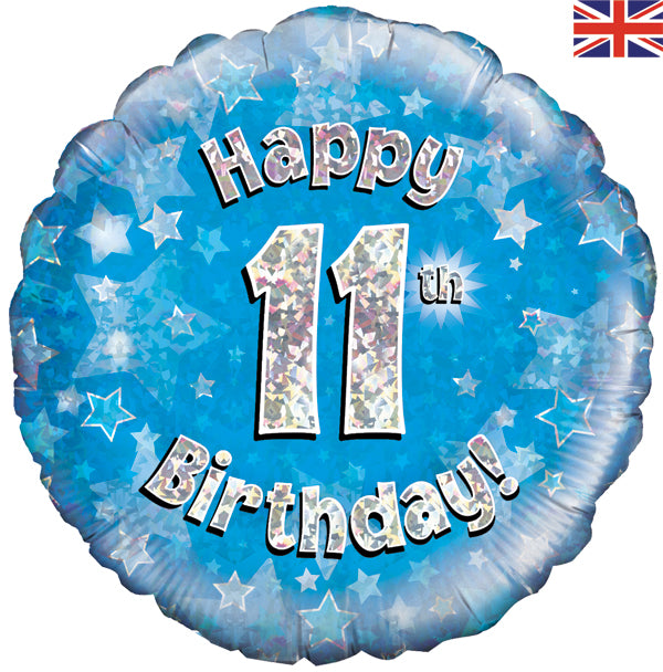 18" Foil Happy 11th Birthday Blue