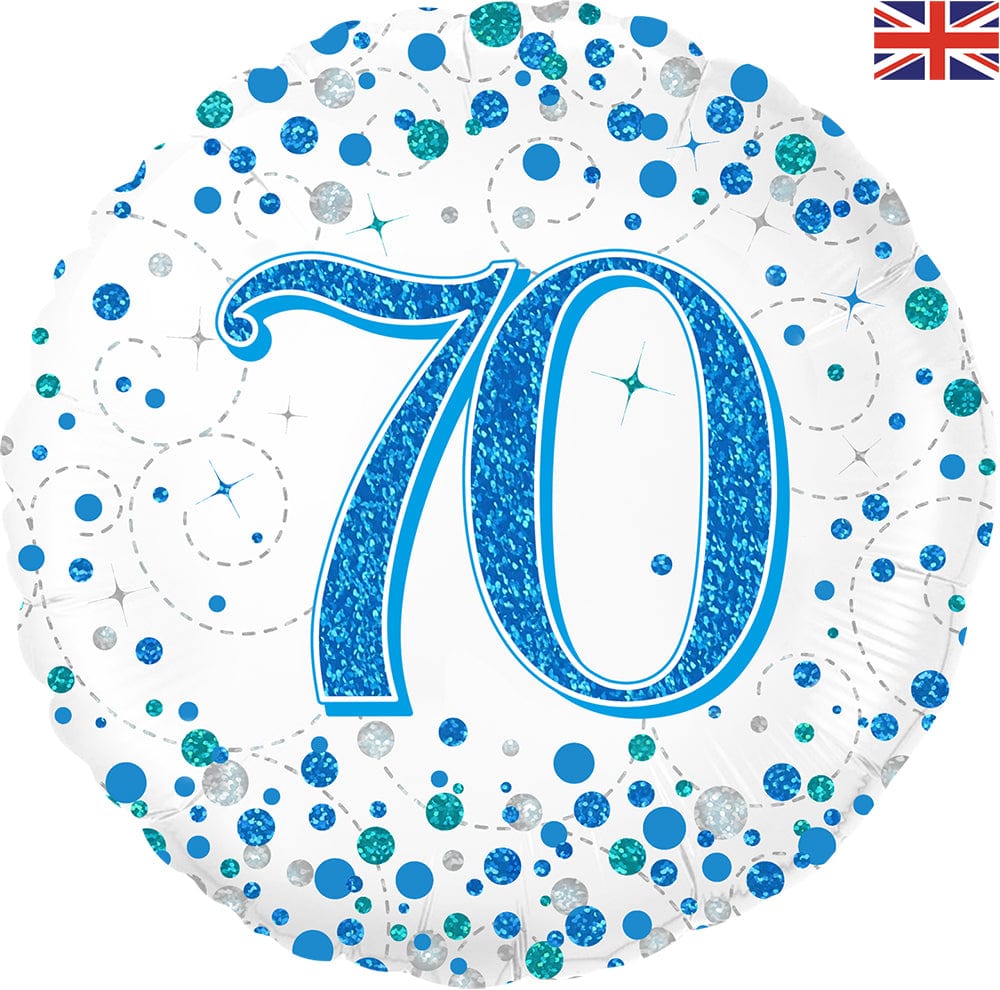 70th Birthday Blue Sparkling Fizz 18" Foil Balloon