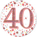 40th Birthday Sparkling Rose Gold Fizz Badge