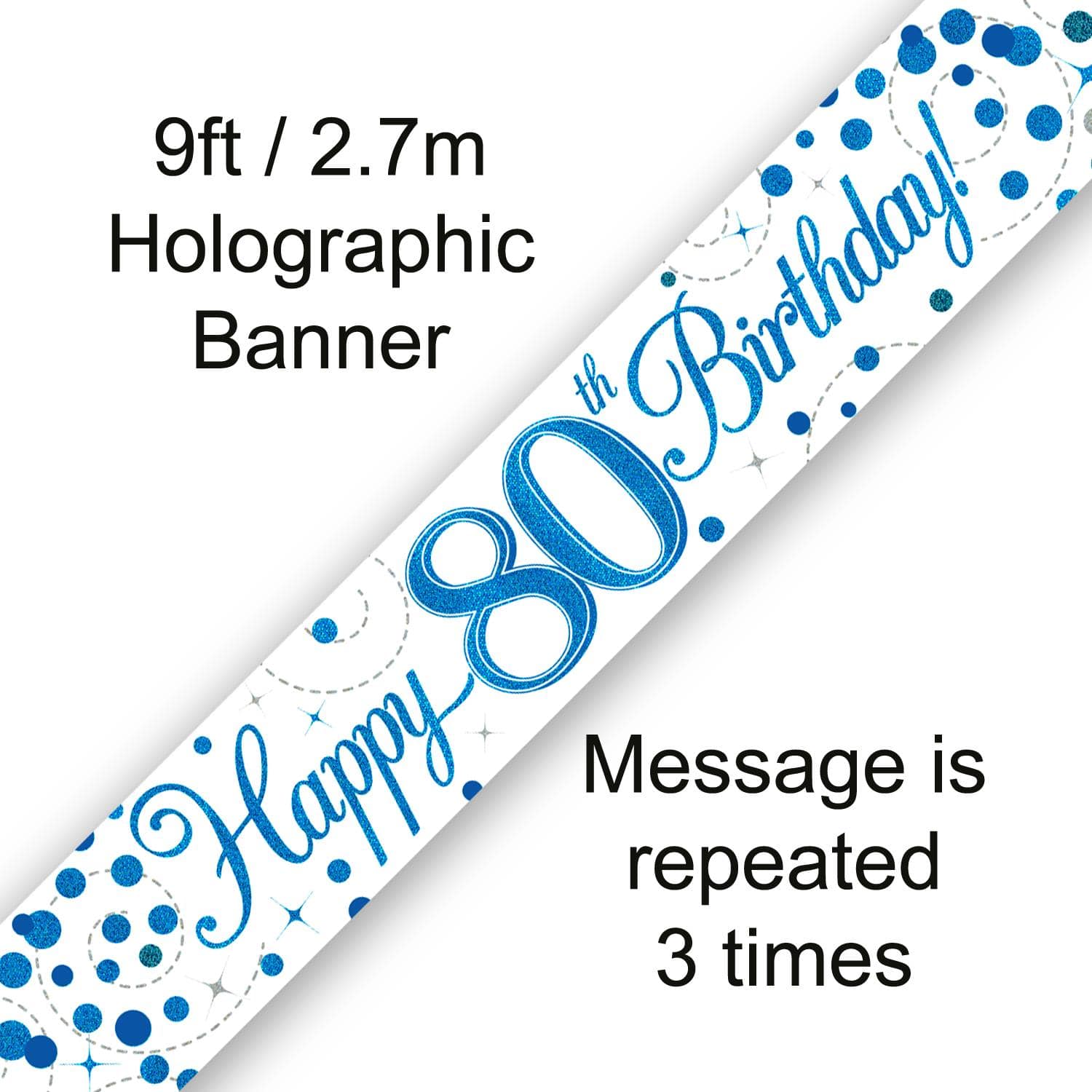 Happy 80th Birthday Blue Fizz 9ft Banner