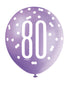 Pink Glitz 80th Birthday Latex Balloons 6pk