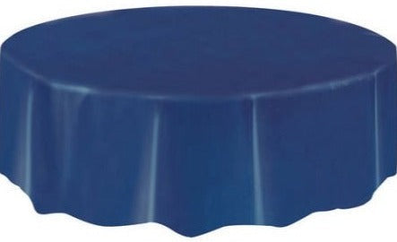 Navy Blue Plastic Table Cover - Round