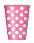 Hot Pink Polka Dot Paper Party Cups 12oz 6pk
