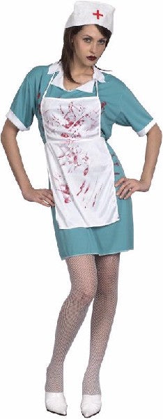 Adult's Zombie Bloody Nurse Halloween Fancy Dress Costume (One Size)