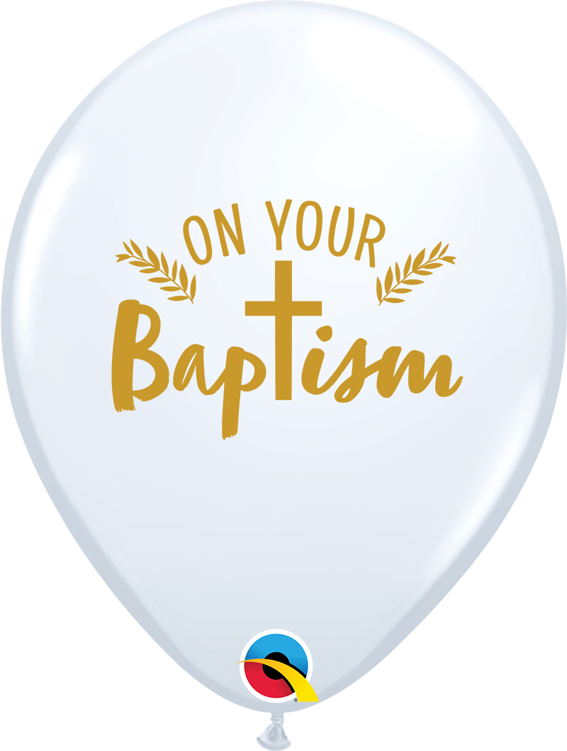 11'' ON YOUR BAPTISM CROSS WHITE WITH GOLD INK 25PK