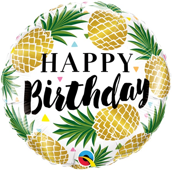 Golden Pineapples Happy Birthday 18"
