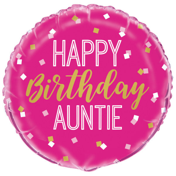Happy Birthday Auntie Round Foil Balloon 18'',