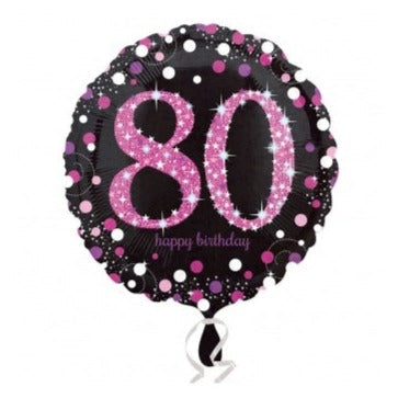 18'' BLACK & PINK SPARKLING 80TH FOIL