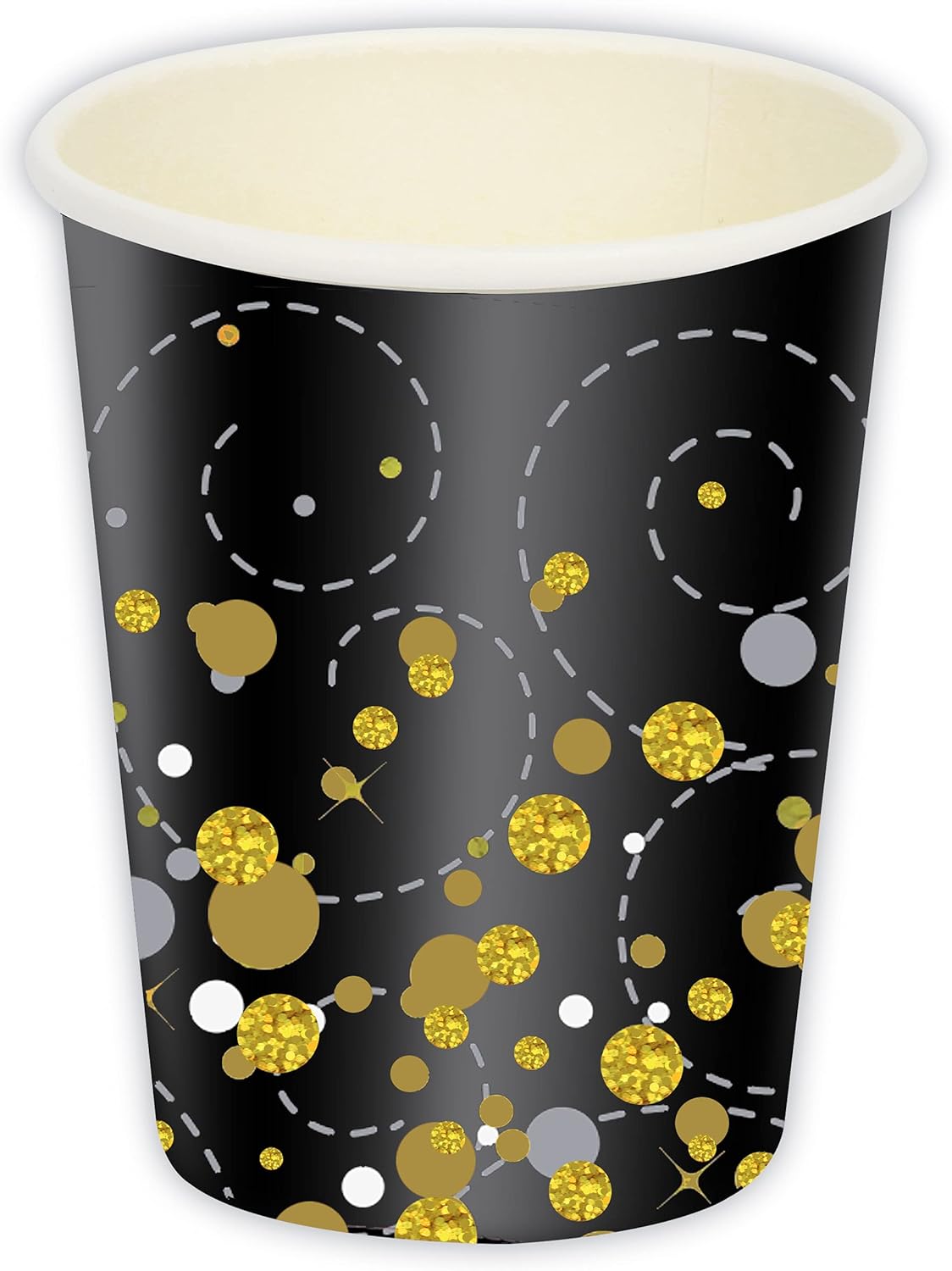 Black and Gold Sparkle Fizz Cups 9oz