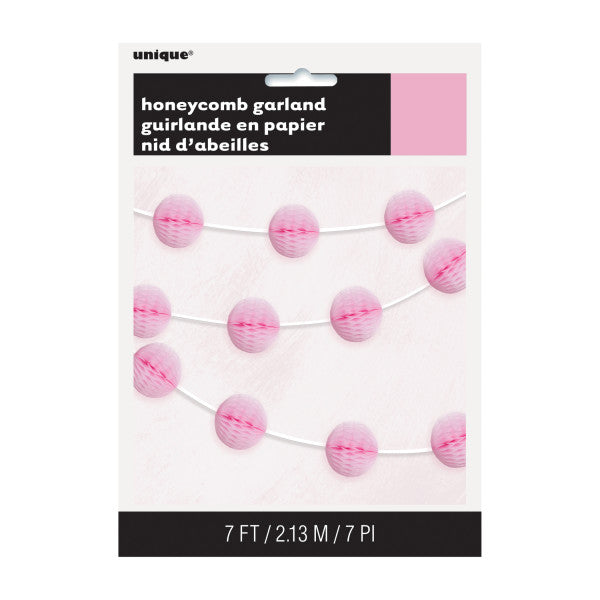 Lovely Pink Honeycomb Ball Garland, 7 ft