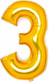 Gold Number 3 Foil Balloons 34"