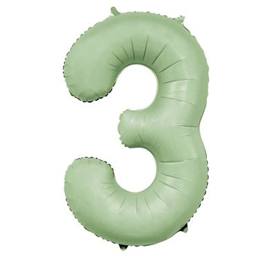 Matt Avocado Green Number 3 34 Inch Foil Balloon