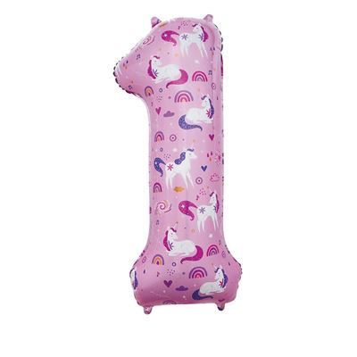 Unicorn Number 1 34 Inch Foil Balloon