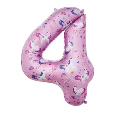 Unicorn Number 4 34 Inch Foil Balloon