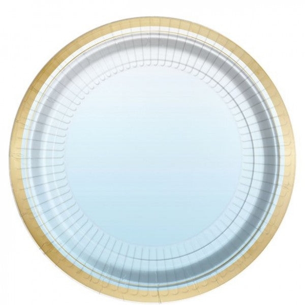 Blue Plates with Gold Rim 8pk