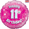 18'' FOIL HAPPY 11TH BIRTHDAY PINK