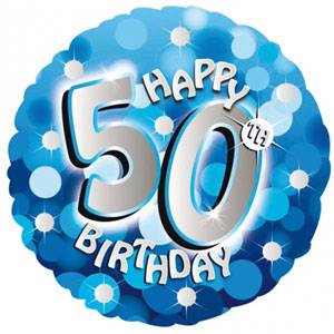 Blue Sparkle Happy 50th Birthday
